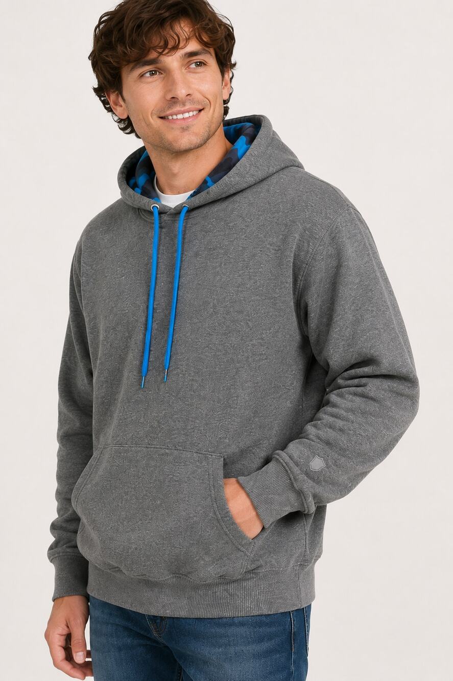 SA Company Mens Lined Sweatshirt Hooded Aqua Military Camo XL Heather Grey NWT